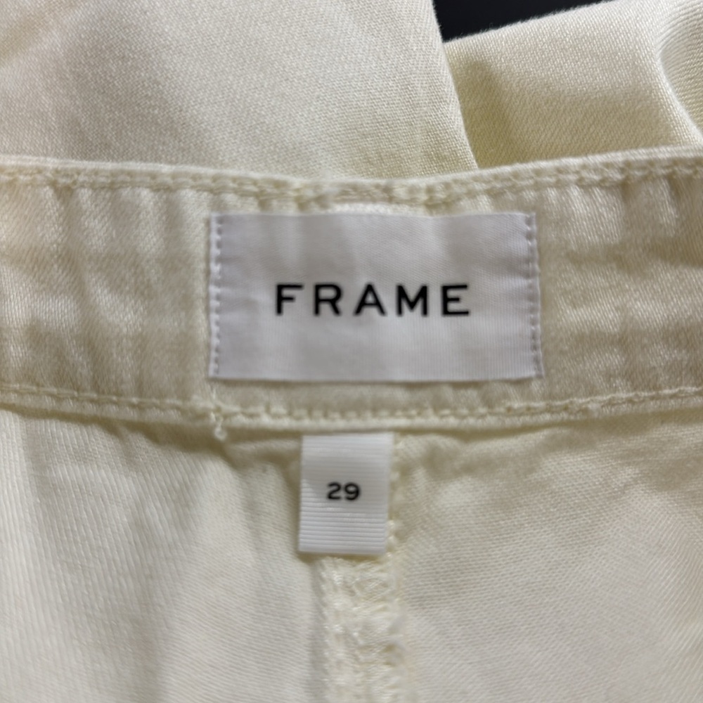 FRAME NWT Ecru Ivory High Waist Wide Leg Denim Pleated Front Chino Pants - Picture 9 of 12